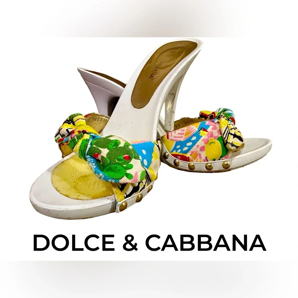 Dolce & Cabbana Floral Multi Color Bow Heels Size 8